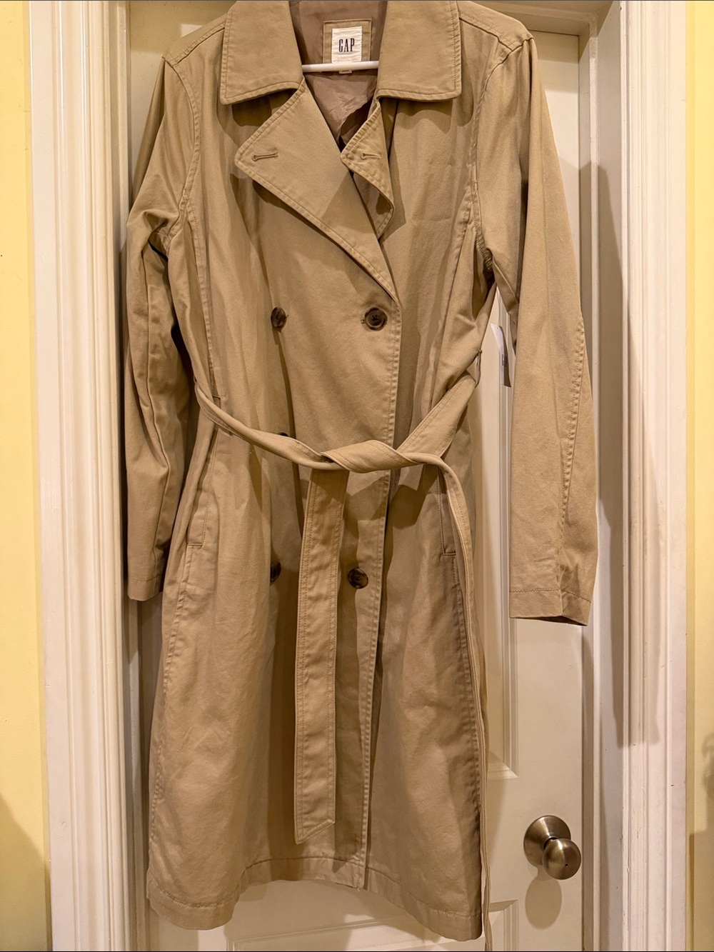 GAP Khaki Double-Breasted Trench Coat with Belt